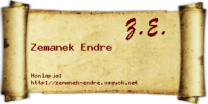 Zemanek Endre névjegykártya
